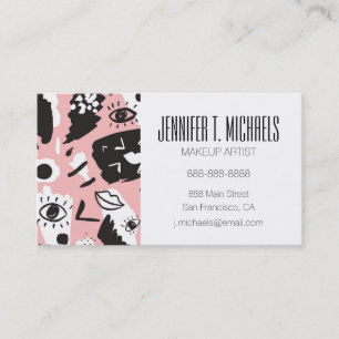 Add Your Name Abstract Modern Eye & Lips Pattern Business Card