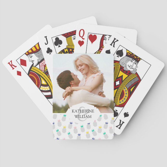 Add Your Name | Abstract Pineapples Playing Cards (Back)