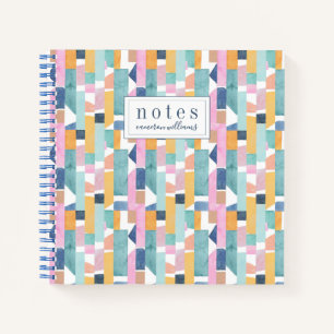 Add Your Name   Abstract Watercolor Shape Pattern Notebook