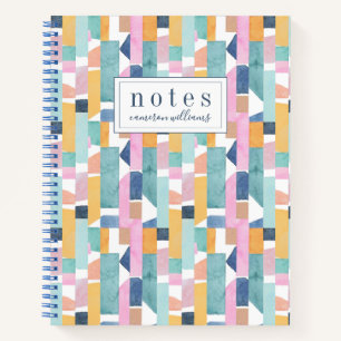 Add Your Name   Abstract Watercolor Shape Pattern Notebook