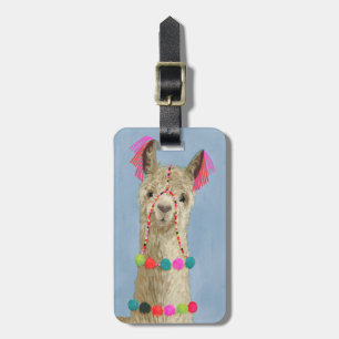 Add Your Name Adorned Llama - Beige Luggage Tag