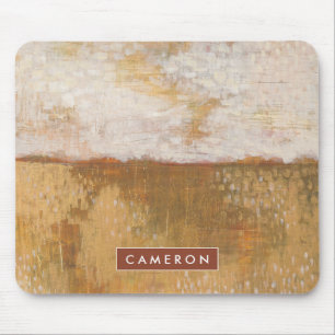 Add Your Name   Amber Horizon Abstract Print Mouse Pad