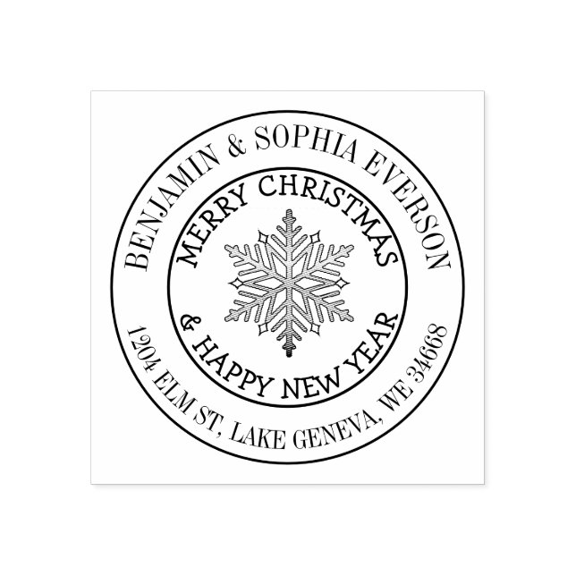Add your Name and Address Christmas Snowflake Rubber Stamp (Imprint)