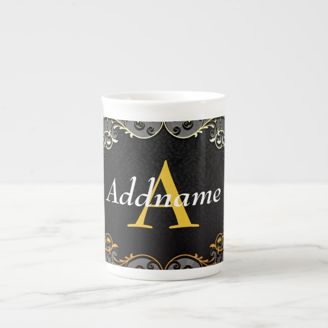 Add your name and initial bone china mug (Front)