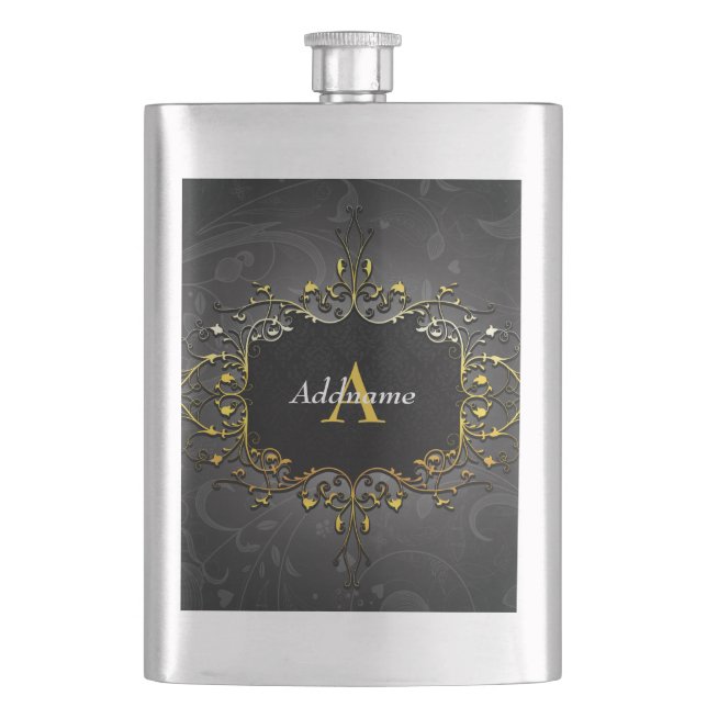 Add your name and initial hip flask (Front)