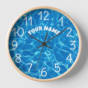 Add Your Name and Photo Swimming Pool Water    Clock