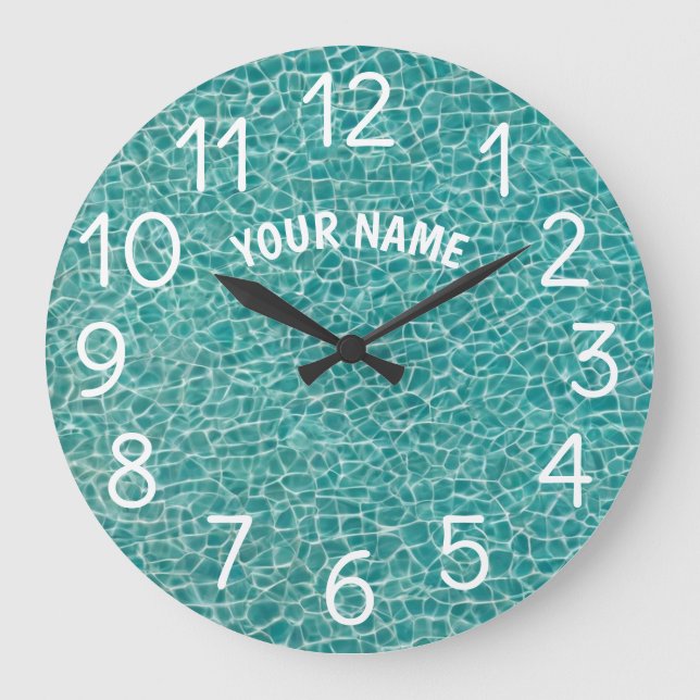 Add Your Name and Photo Swimming Pool Water    Lar Large Clock (Front)