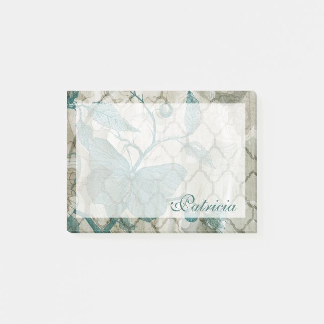Add Your Name | Arabesque Butterflies V Post-it Notes (Front)