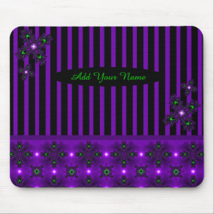 Add Your Name , Artdeco Flowers in Retro Style Mouse Pad