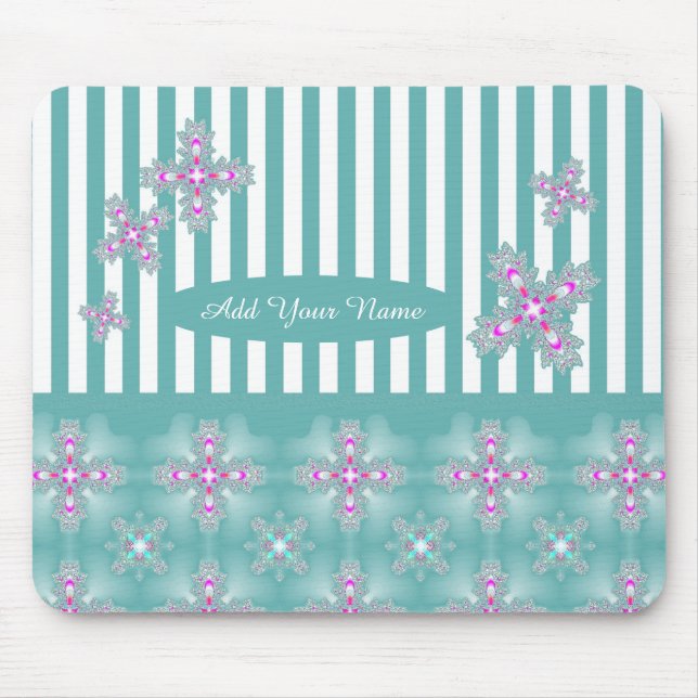 Add Your Name , Artdeco Flowers in Retro Style Mouse Pad (Front)