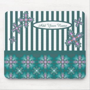 Add Your Name , Artdeco Flowers in Retro Style Mouse Pad
