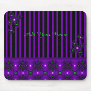 Add Your Name , Artdeco Flowers in Retro Style Mouse Pad