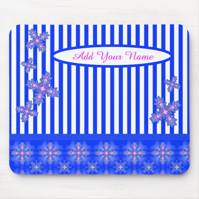 Add Your Name , Artdeco Flowers in Retro Style Mouse Pad (Front)