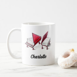 Add Your Name Artistic Piano Book Sketches Coffee Mug