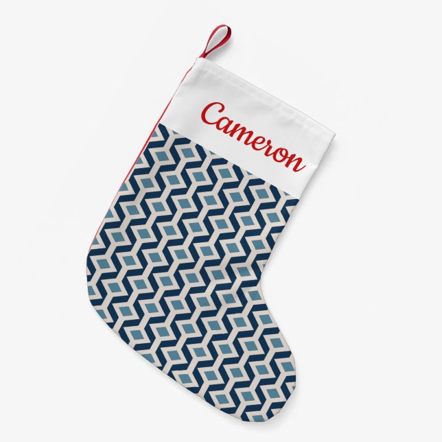 Add Your Name | Atomic Era Inspired Geometric Small Christmas Stocking (Front (Hanging))