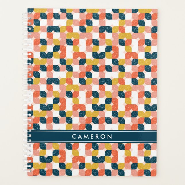 Add Your Name | Bauhaus Retro Geometric Pattern Planner (Front)