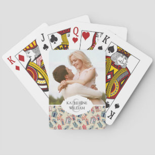 Add Your Name Beach Hut Pattern Playing Cards