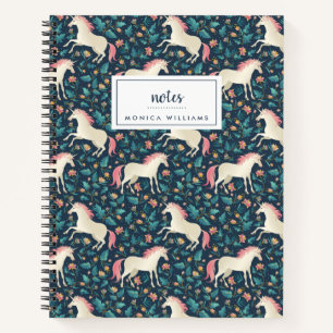 Add Your Name Beautiful Magical Unicorn Pattern Notebook