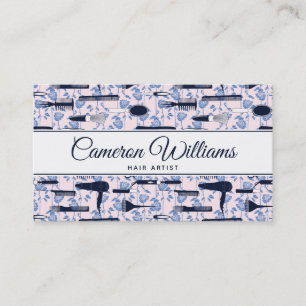 Add Your Name   Beauty Care Blue Rose Pattern Business Card