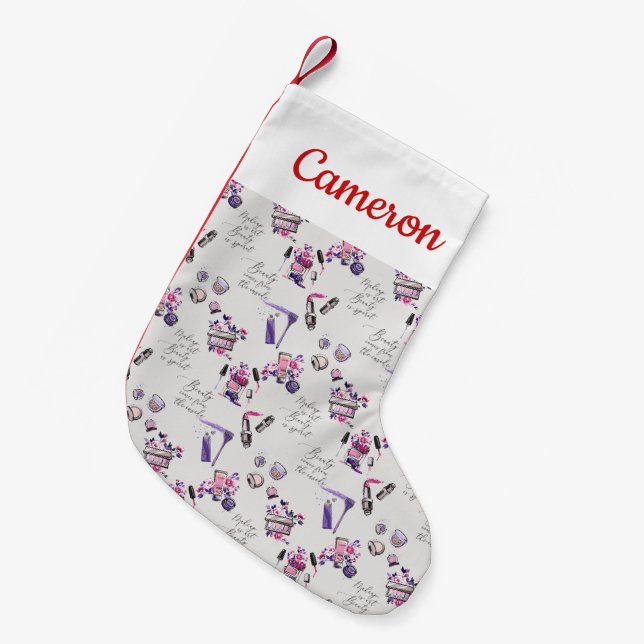 Add Your Name | Beauty Comes From The Inside Patte Small Christmas Stocking (Front (Hanging))
