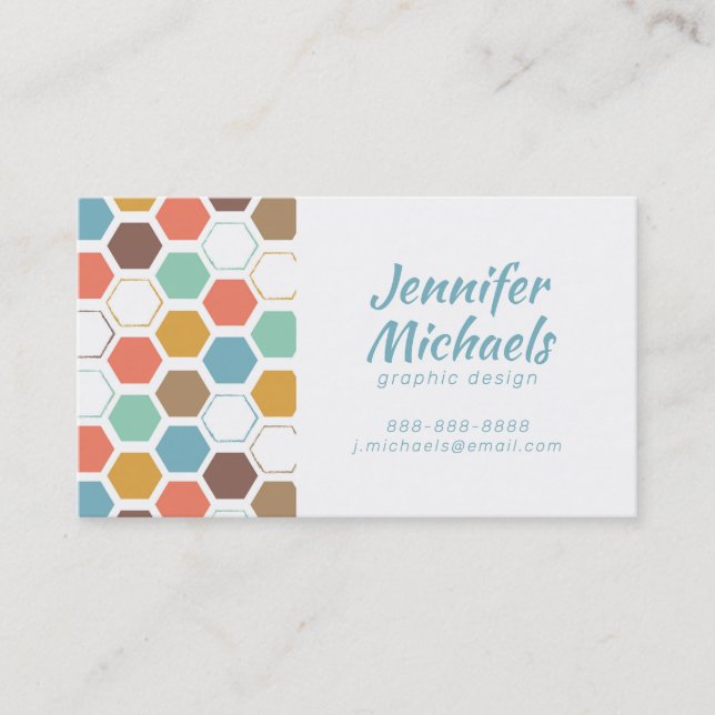 Add Your Name | Bee Hive Module Pattern Business Card (Front)
