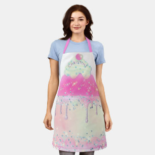 add your name big cake design apron