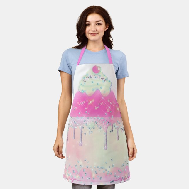 add your name big cake design apron (Worn)
