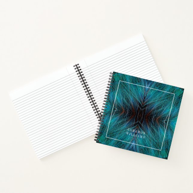 Add Your Name | Bird Of Paradise Fractal Feather Notebook (Inside)