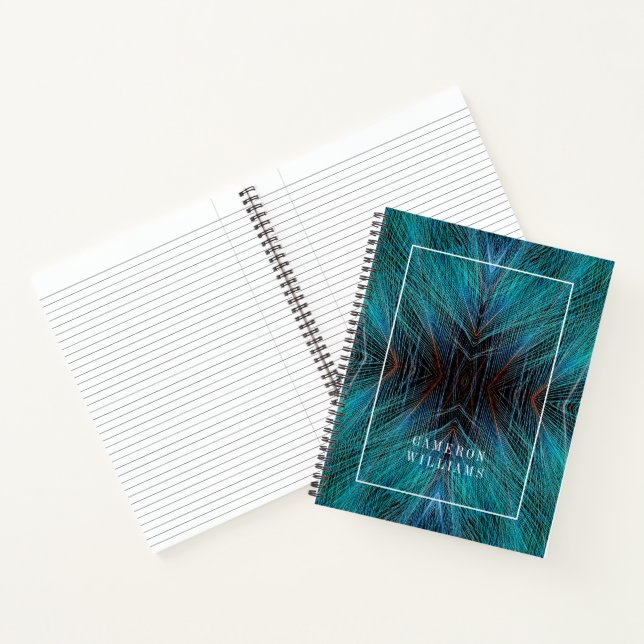 Add Your Name | Bird Of Paradise Fractal Feather Notebook (Inside)