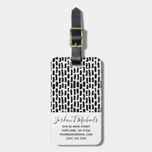 Add Your Name Black Brush Strokes Pattern Luggage Tag