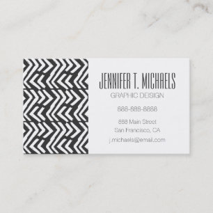 Add Your Name   Black Hand Drawn Chevron Pattern Business Card