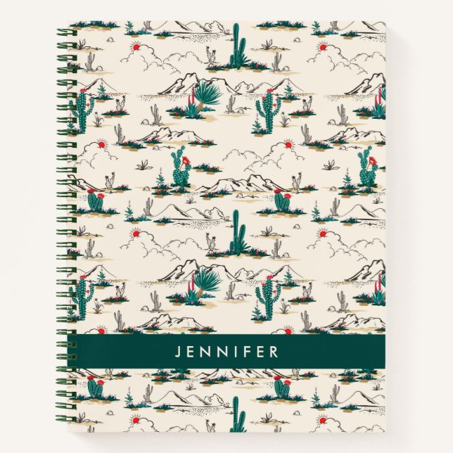 Add Your Name | Blooming Succulents Pattern Notebook (Front)