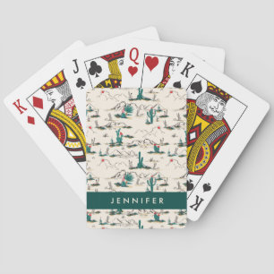 Add Your Name   Blooming Succulents Pattern Playing Cards