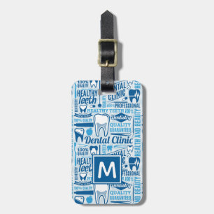 Add Your Name Blue Dental Clinic Pattern Luggage Tag