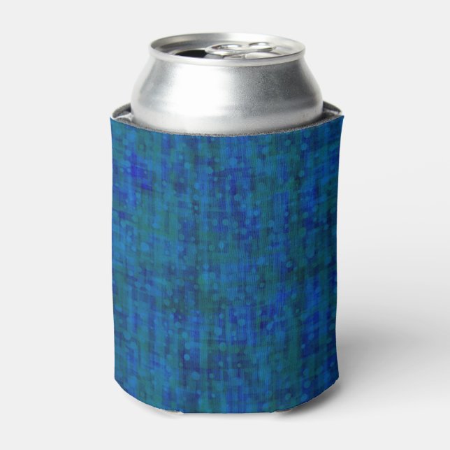 Add Your Name Blue Green Abstract Design  Can Cooler (Can Front)