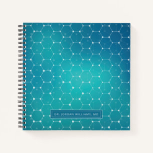 Add Your Name Blue Teal DNA Pattern Notebook