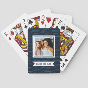 Add Your Name   Blue Yacht Pattern Playing Cards