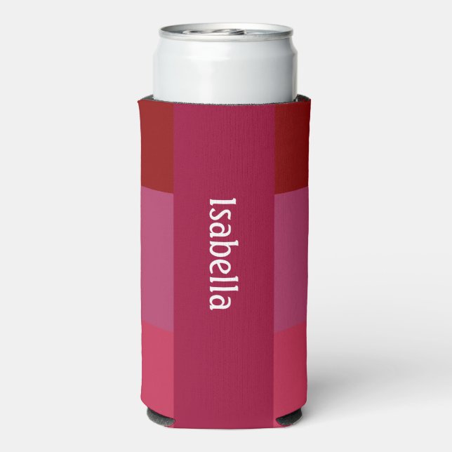 Add Your Name Bold Red & Pinks Seltzer Can Cooler (Seltzer Back)