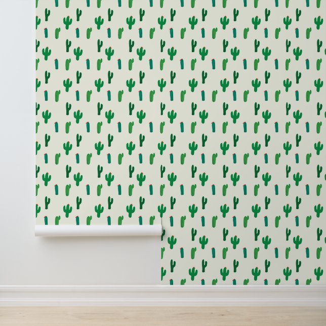 Add Your Name | Bright Green Cactus Pattern Wallpaper (Application)