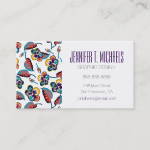 Add Your Name Bright Hibiscus Pattern Business Card