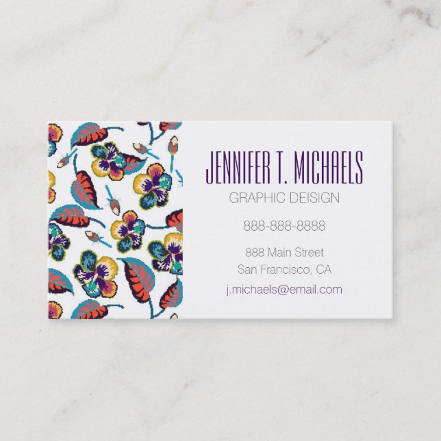 Add Your Name | Bright Hibiscus Pattern Business Card (Front)