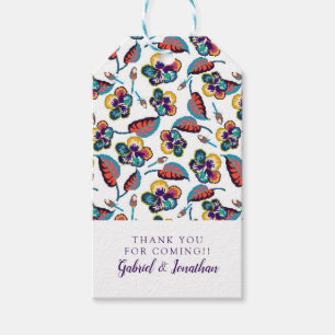 Add Your Name Bright Hibiscus Pattern Gift Tags