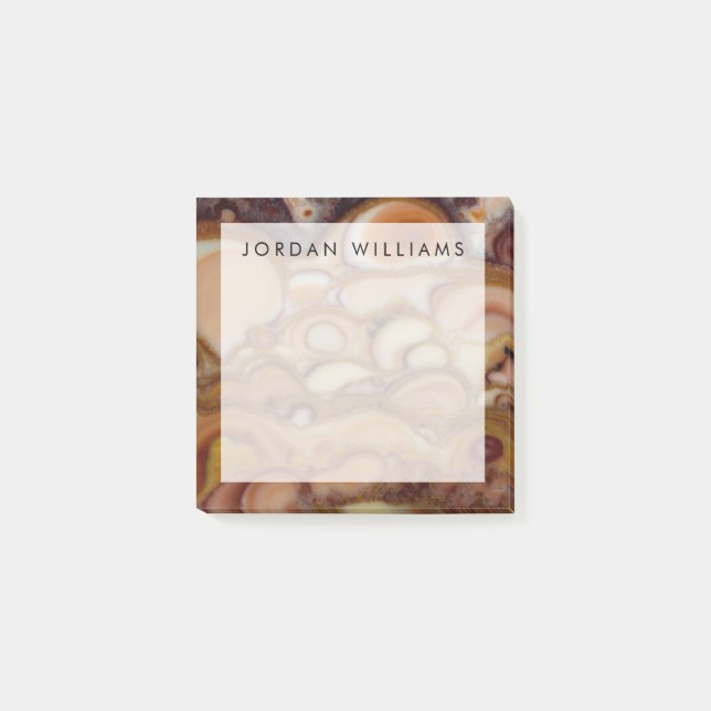 Add Your Name | Brown Spotted Onyx Post-it Notes (Front)