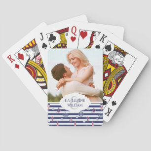 Add Your Name By The Sea Pattern Playing Cards