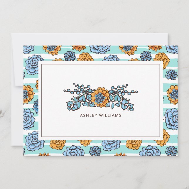 Add Your Name Card | Watercolor Succulent (Front)