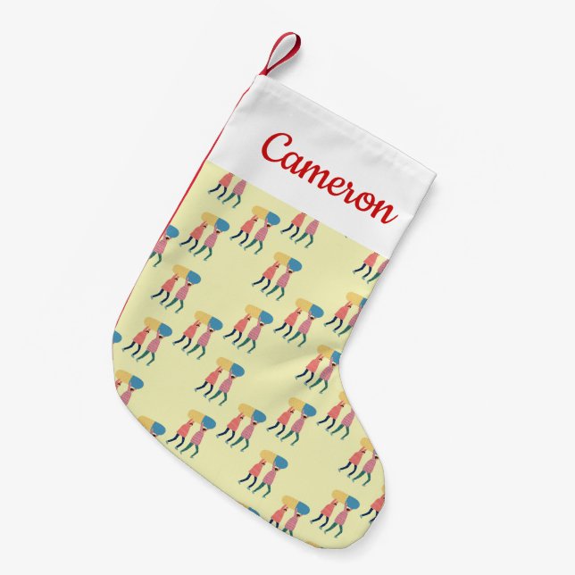 Add Your Name | Carrying A Pill Pattern Small Christmas Stocking (Front (Hanging))
