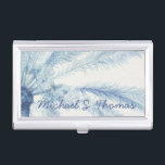 Add Your Name | Chambray Palms II Business Card Holder<br><div class="desc">Floral</div>