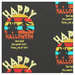 Add Your Name Change ANY Text Halloween Sunset Fabric