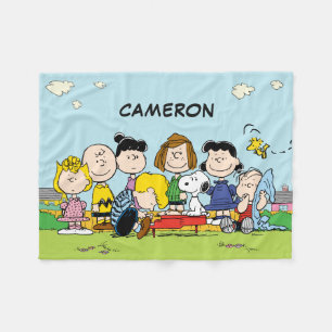 Add Your Name   Charlie Brown and Gang Fleece Blanket
