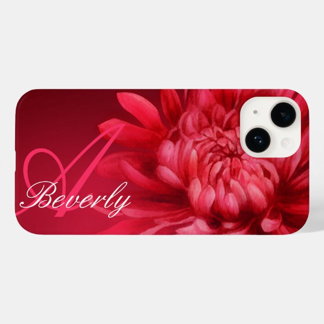 Add your name chrysanthemum red hue Case-Mate iPhone case (Back (Horizontal))